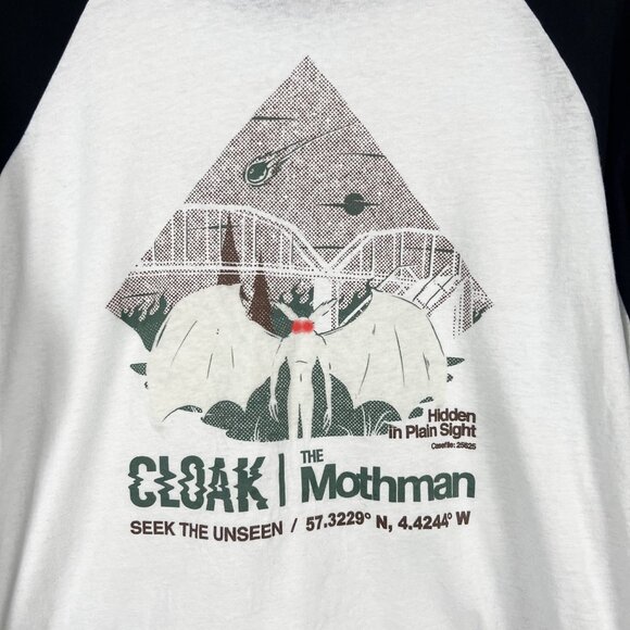 Cloak Brand Mothman raglan baseball t-shirt cryptids graphic tee markiplier XL - Picture 1 of 7